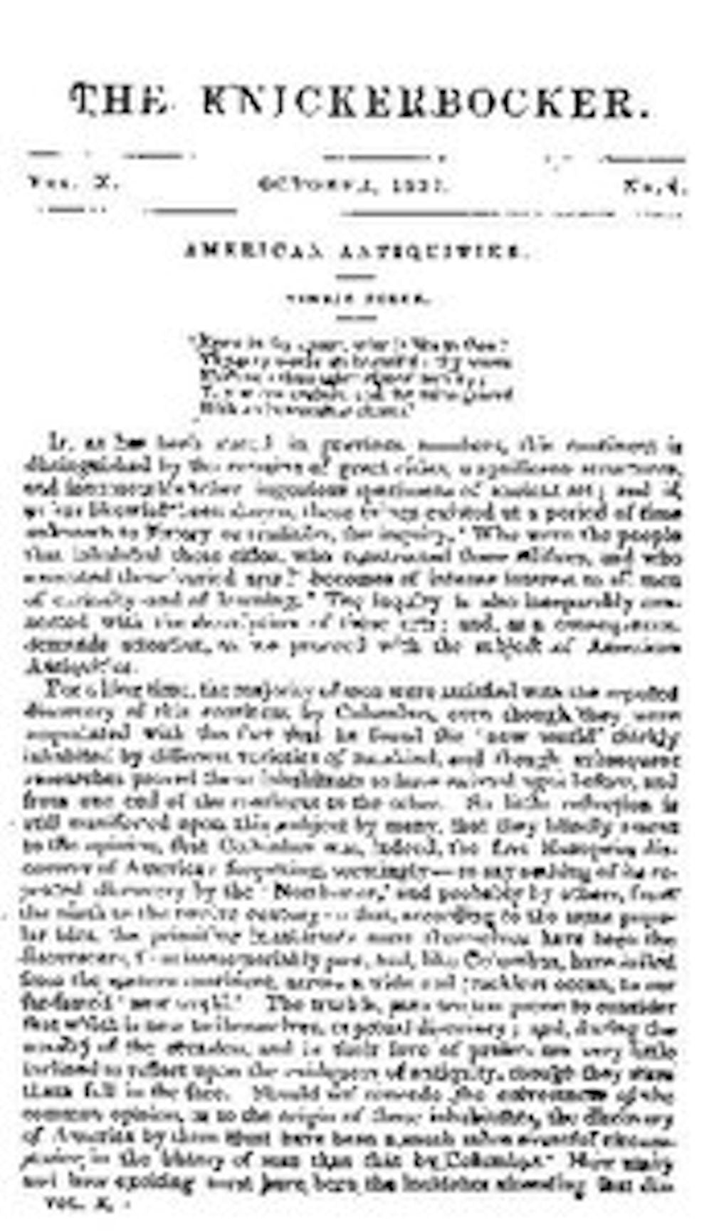The Knickerbocker, Vol. 10, No. 4, October 1837 (Illustrated)