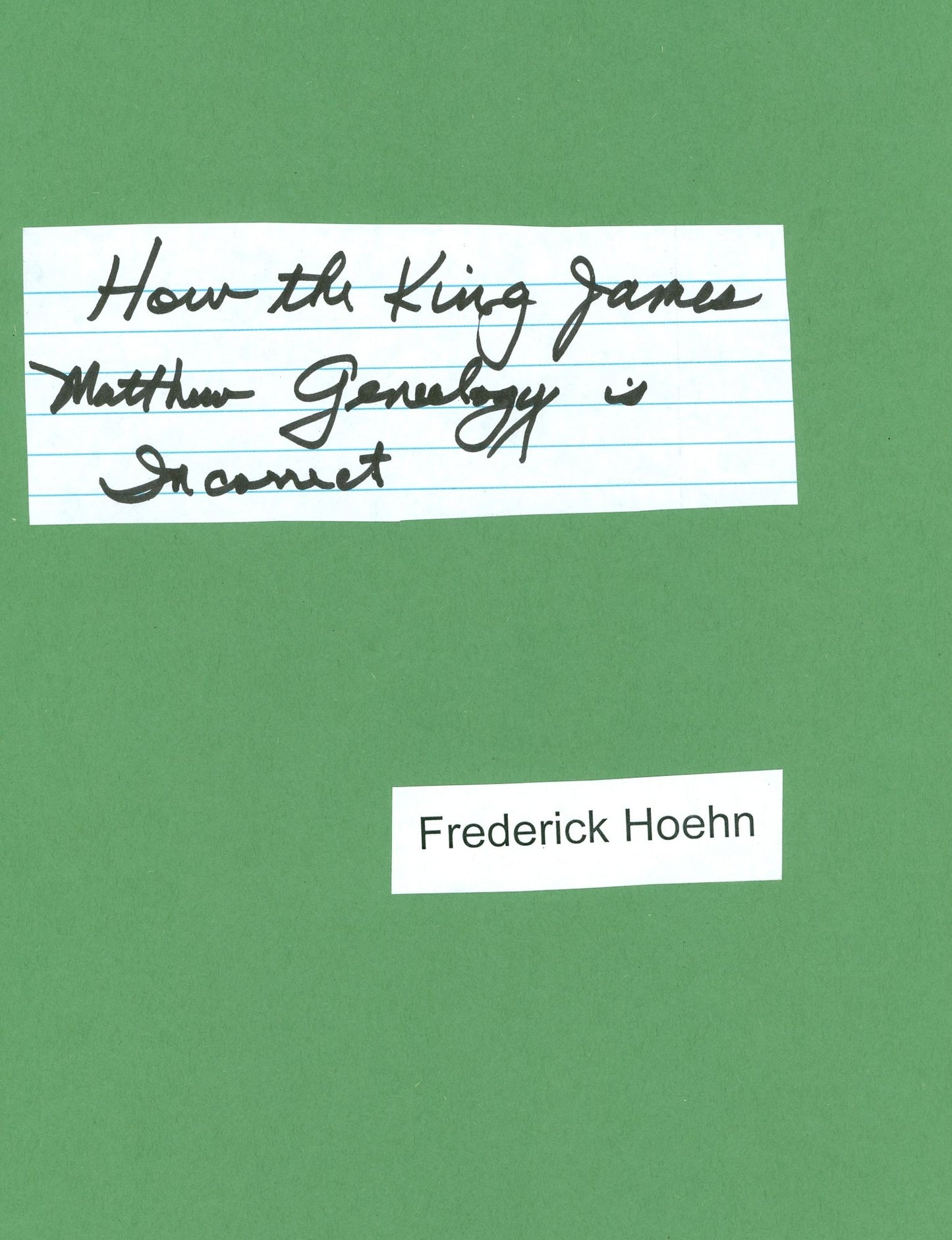How the King James Matthew Genealogy is Incorrect