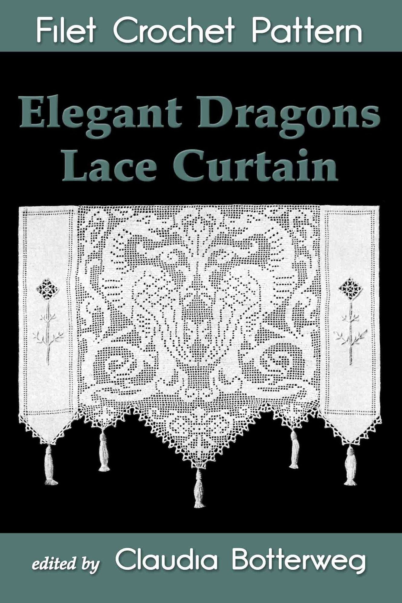 Elegant Dragons Lace Curtain Filet Crochet Pattern