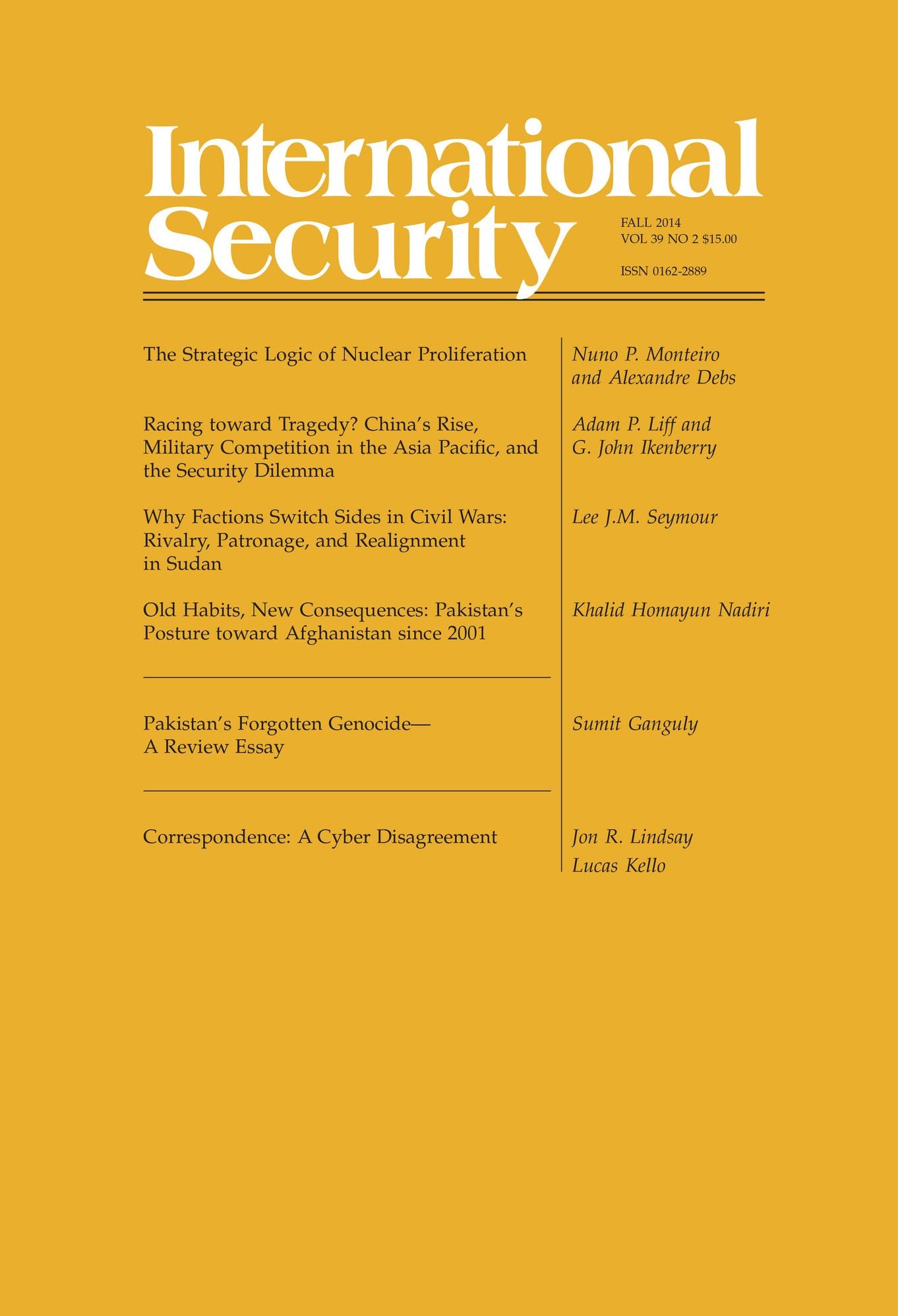 International Security 39:2 (Fall 2014)