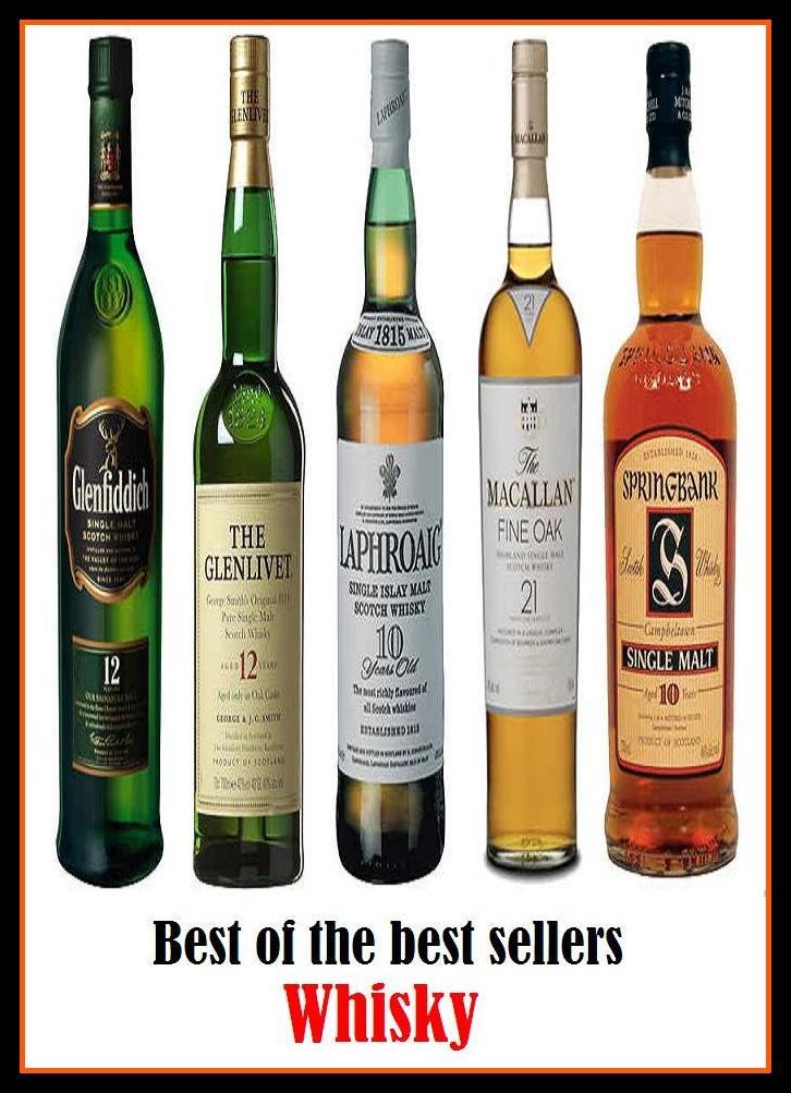 Best of the Best Sellers Whisky ( Angostura bitters, vodka, Canadian whiskey, spirits, Grand Champagne, schnapps, Irish whiskey, rye, Scotch, raki, absinthe )