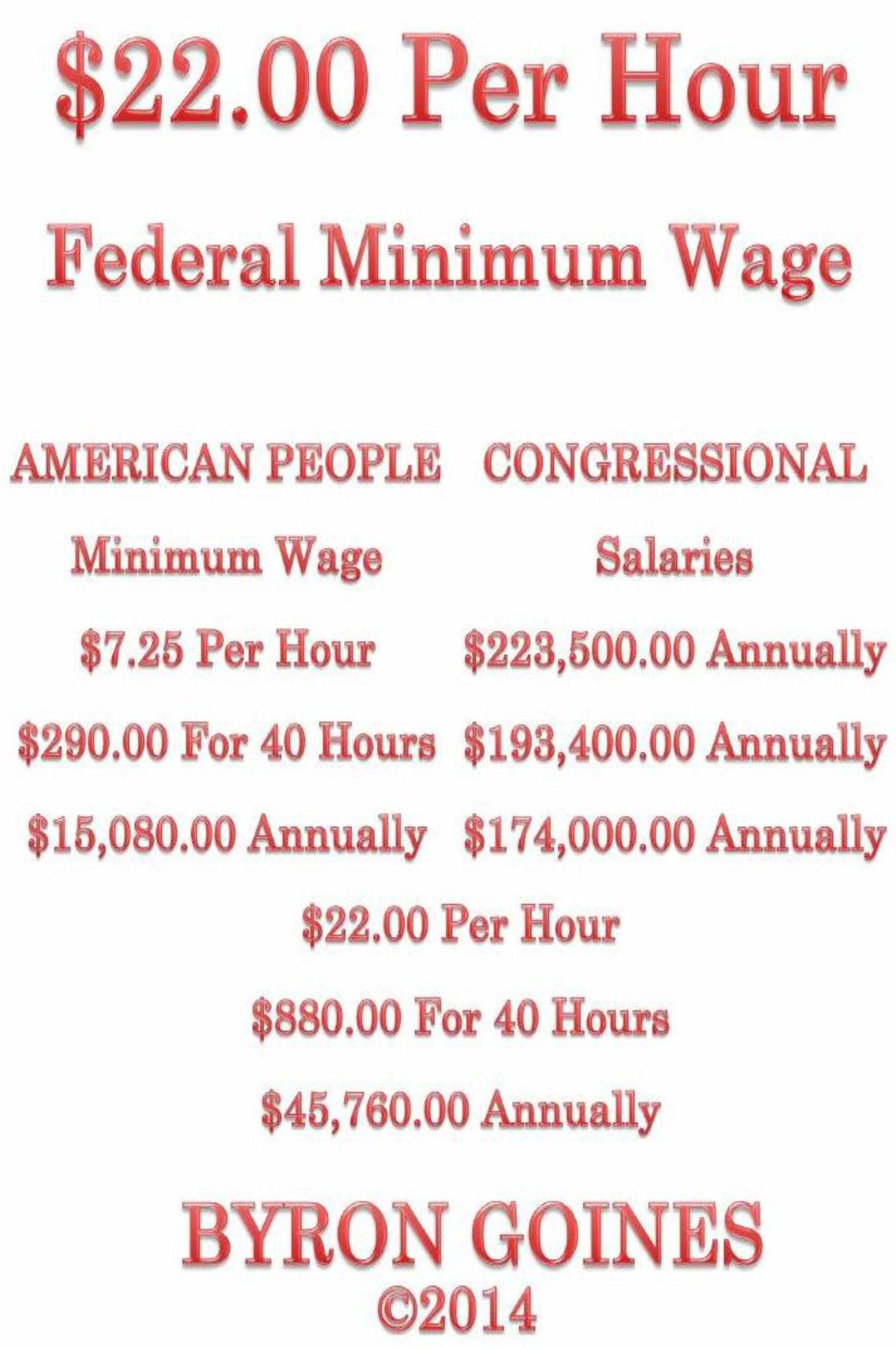 $22.00 Per Hour Federal Minimum Wage