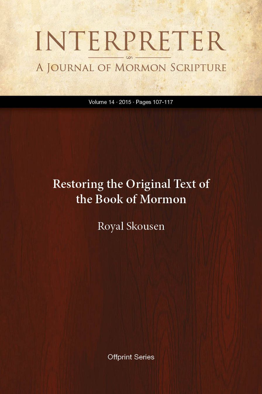 Restoring the Original Text of the Book of Mormon