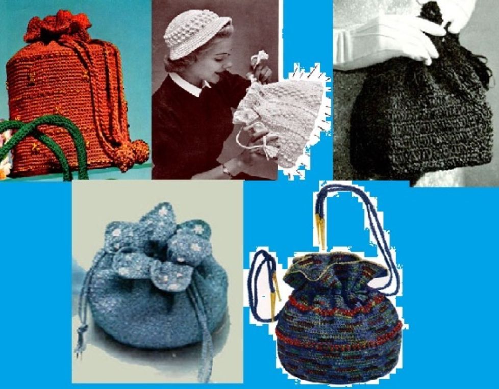 Noche más elegante estilo Vintage lazo bolsos a Crochet ~ a Crochet y lazo bolso