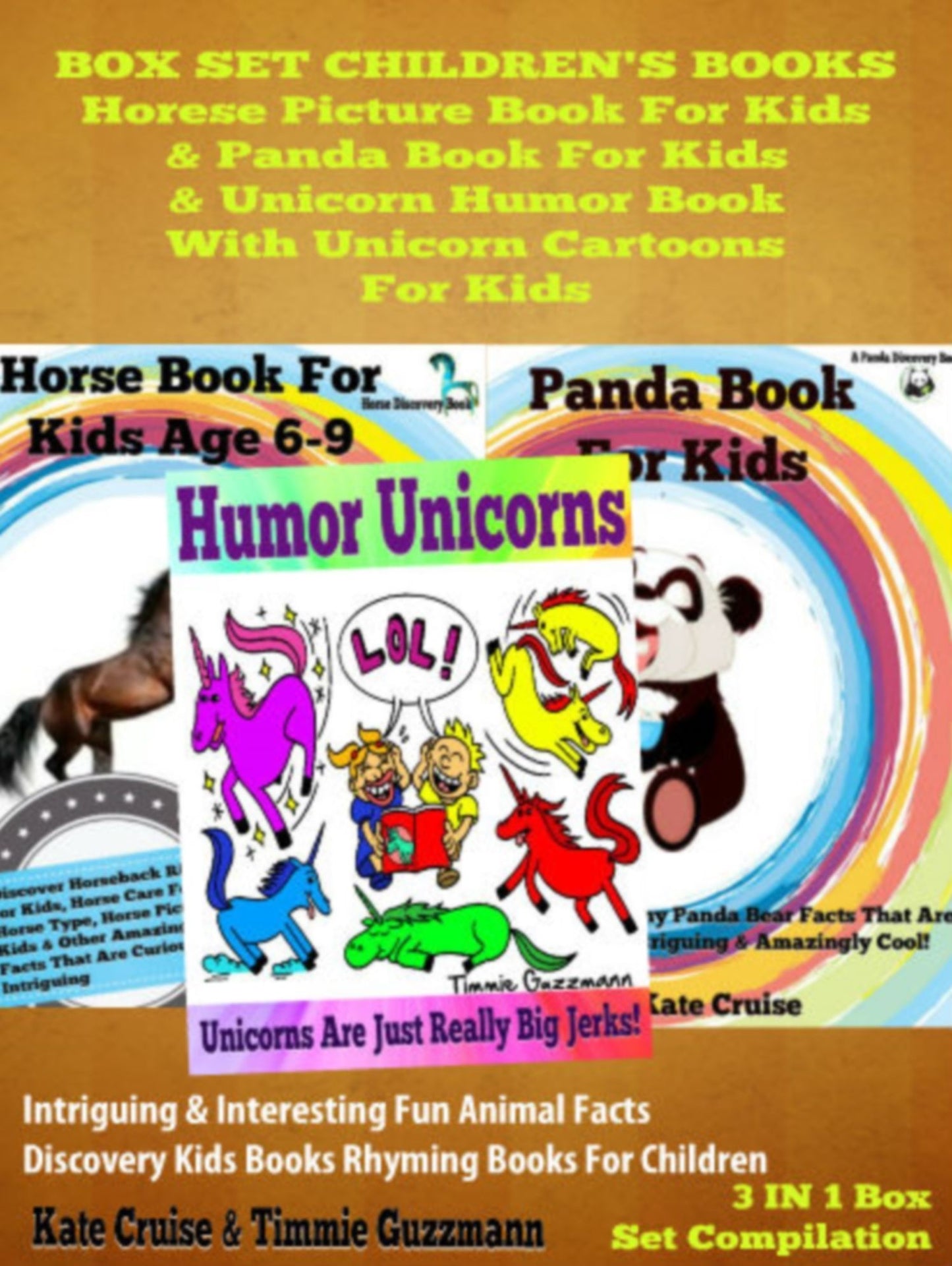 Box Set Children's Books: Horse Pictures & Horse Facts - Panda Book For Kids & Weird Panda Tales + Funny Unicorn Jokes For Kids