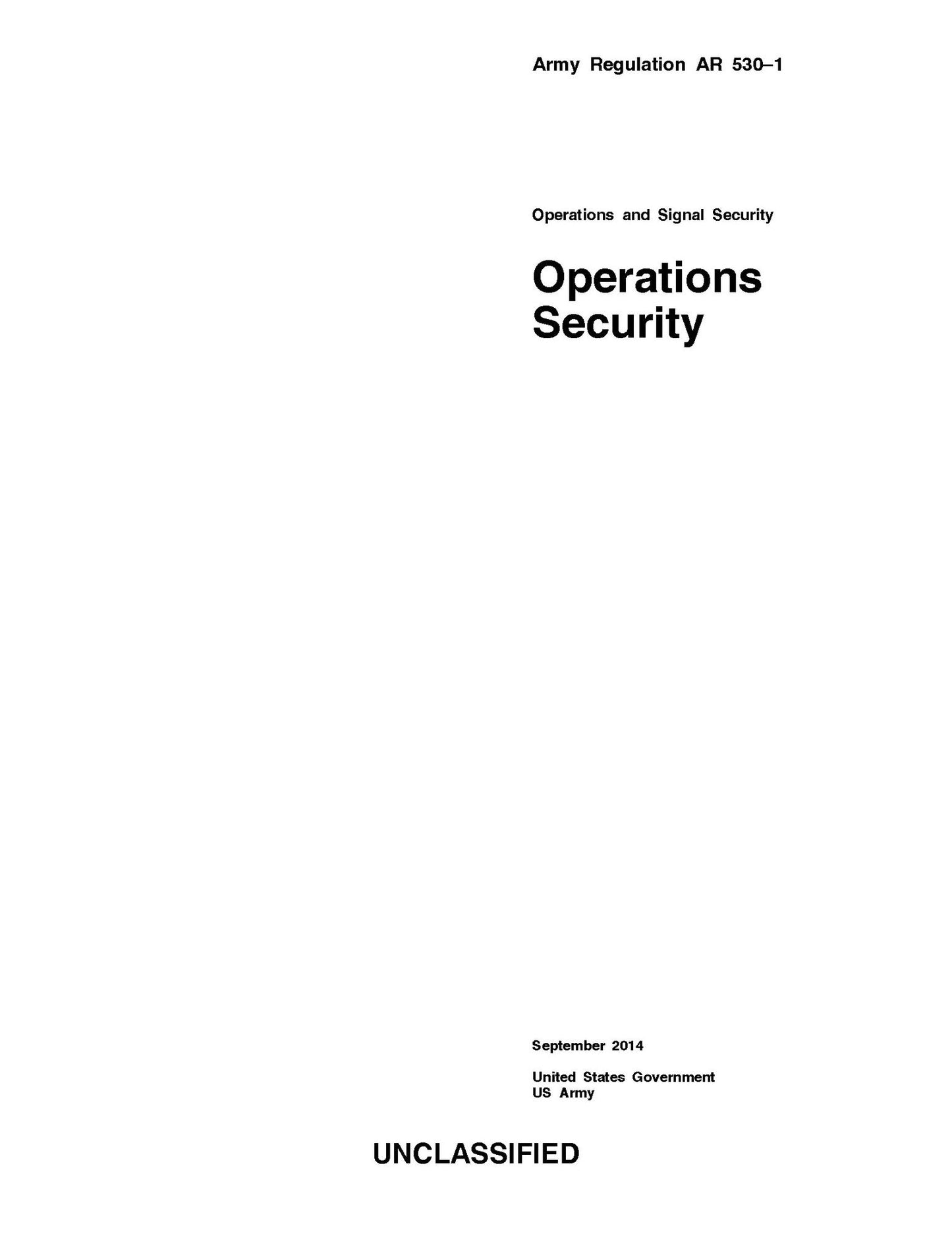 Army Regulation AR 530-1 Operations Security September 2014