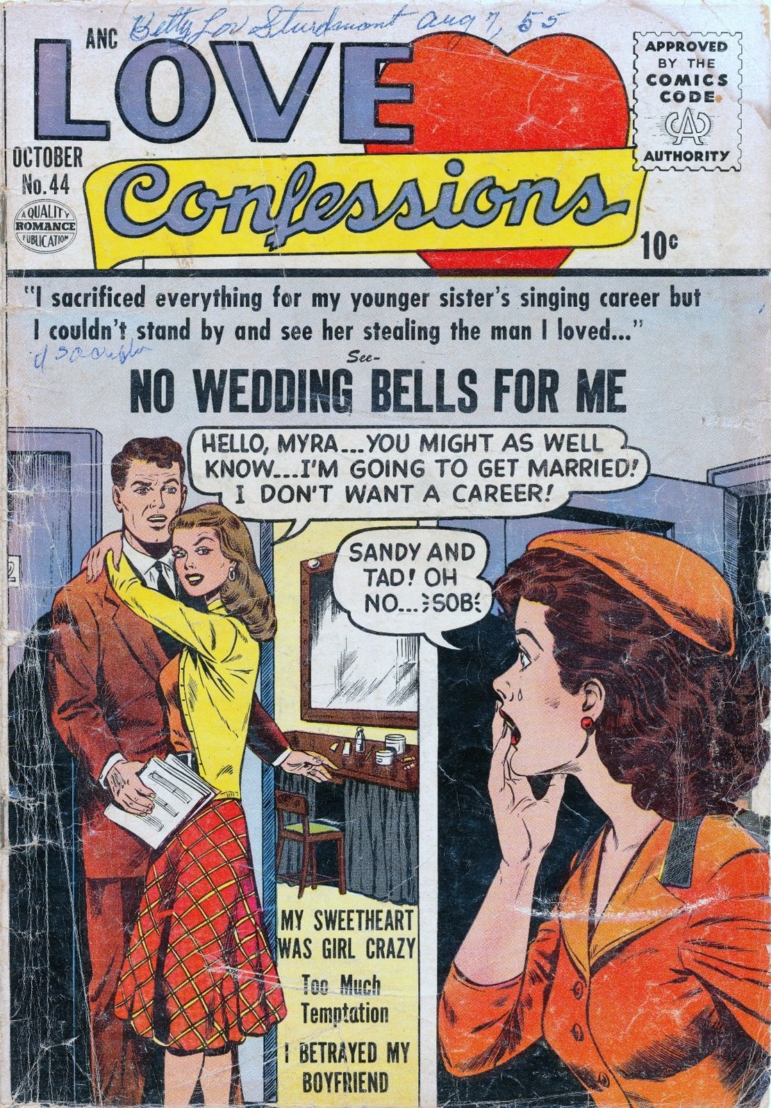 Love Confessions Number 44 Love Comic Book