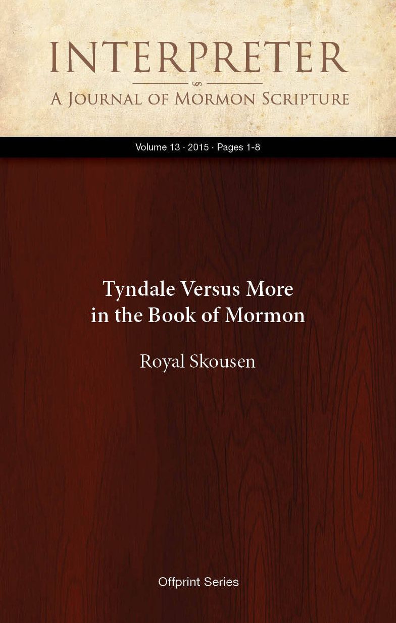 Tyndale Versus More in the Book of Mormon