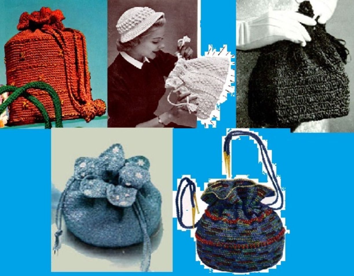 Noche más elegante estilo Vintage lazo bolsos a Crochet ~ a Crochet y lazo bolso