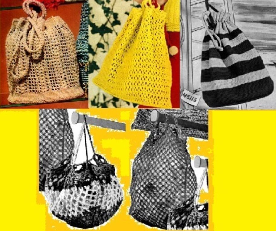 Feminine Vintage Drawstring Handbags to Crochet ~ How to Crochet a Drawstring Handbag