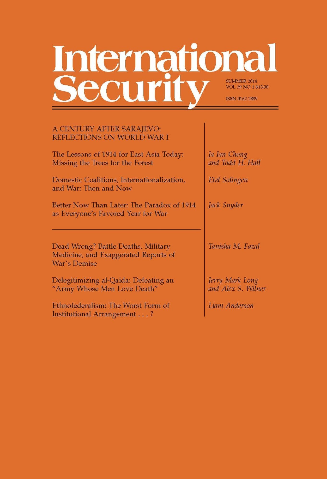 International Security 39:1 (Summer 2014)