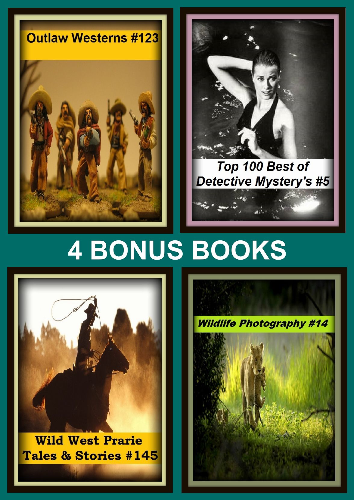 Detective: Wildlife Photography #14, Outlaw Westerns #123, Top 100 Best of Detective Mystery's #5, Wild West Prarie Tales & Stories #145