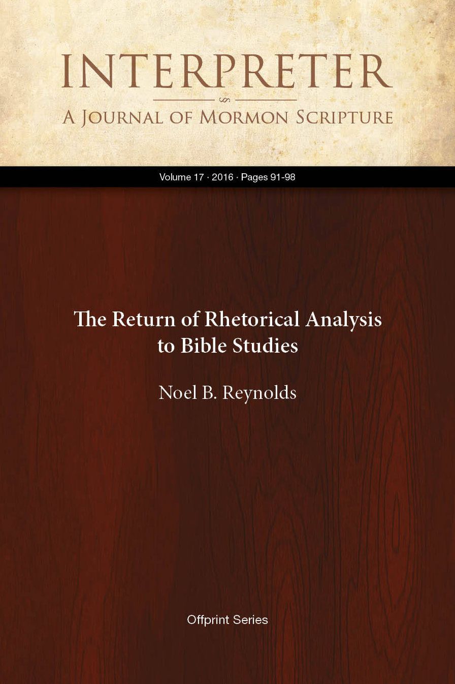 The Return of Rhetorical Analysis to Bible Studies