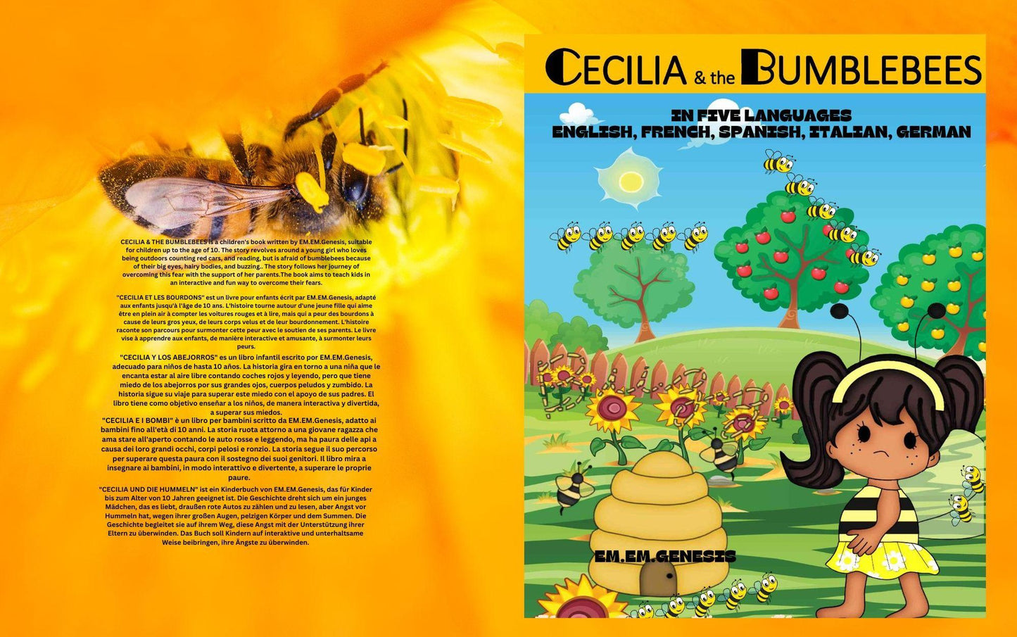 Cecilia and the Bumblebees in English, French, German, Spanish, Italian