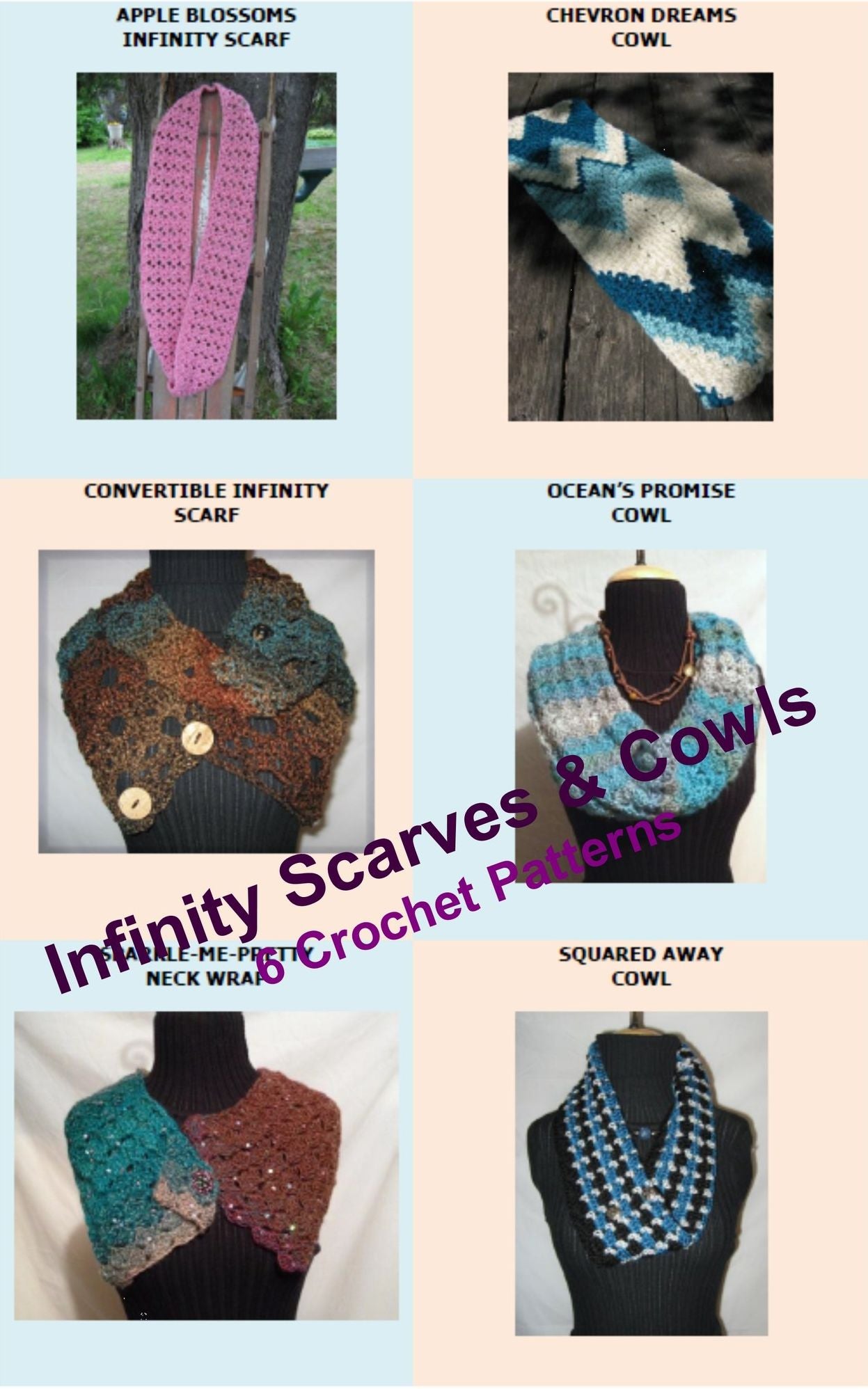 Infinity Scarves & Cowls - 6 Crochet Infinity Scarves and Cowl Patterns