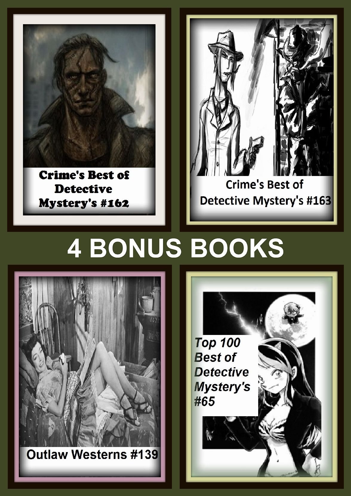 Detective Four bonus books in one Bundle Crime's Best of Detective Mystery's #162, Top 100 Best of Detective Mystery's #65, Crime's Best of Detective Mystery's #163, Outlaw Westerns #139