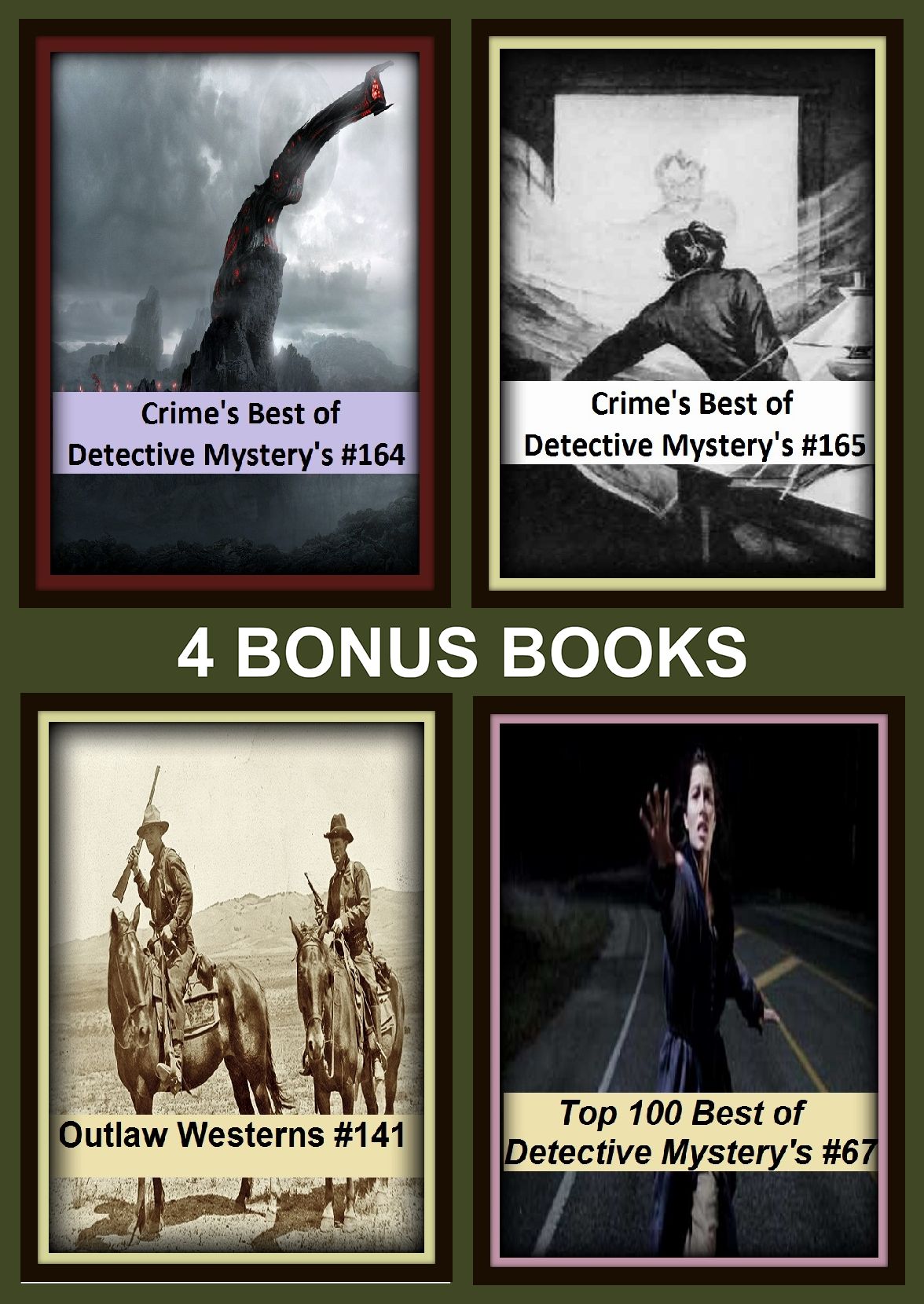 Detective:Four bonus books in one Bundle Crime's Best of Detective Mystery's #164, Top 100 Best of Detective Mystery's #67, Crime's Best of Detective Mystery's #165, Outlaw Westerns #141