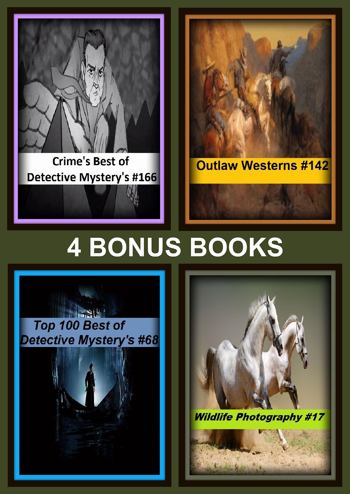 Detective:Four bonus books in one Bundle Wildlife Photography #17, Top 100 Best of Detective Mystery's #68, Crime's Best of Detective Mystery's #166, Outlaw Westerns #142