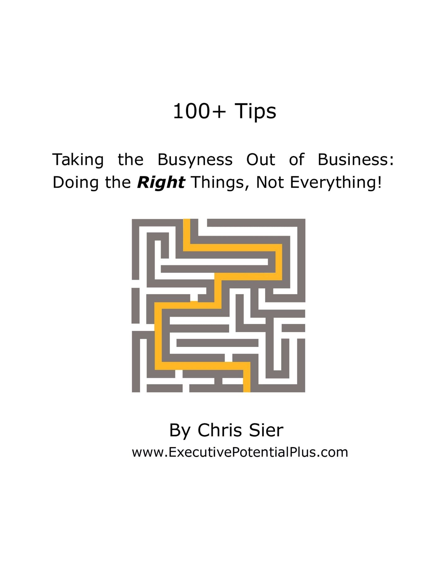100+ Tips: Taking the Busyness Out of Business, Doing the Right Things; Not Everything