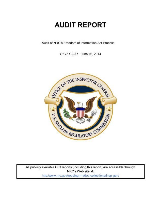 Audit Of NRC's Freedom Of Information Act Process