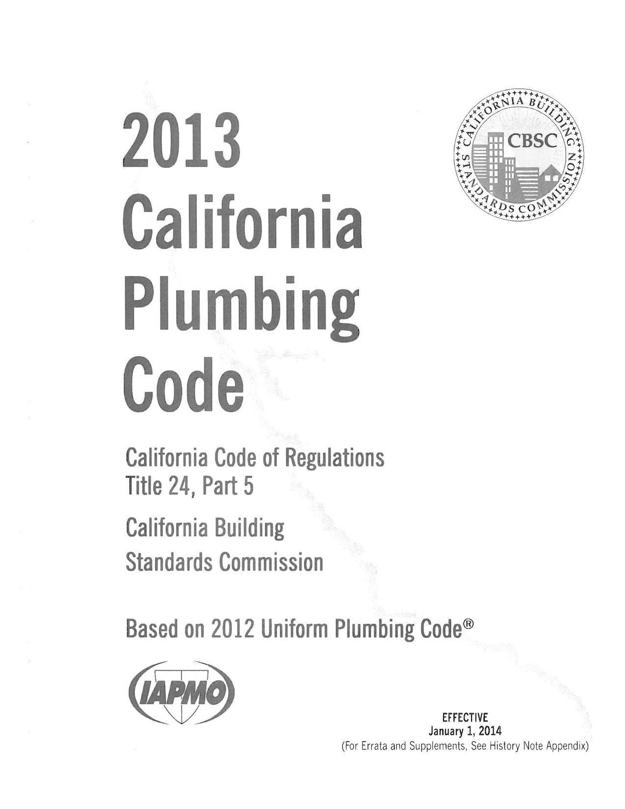 California 2013 Plumbing Code
