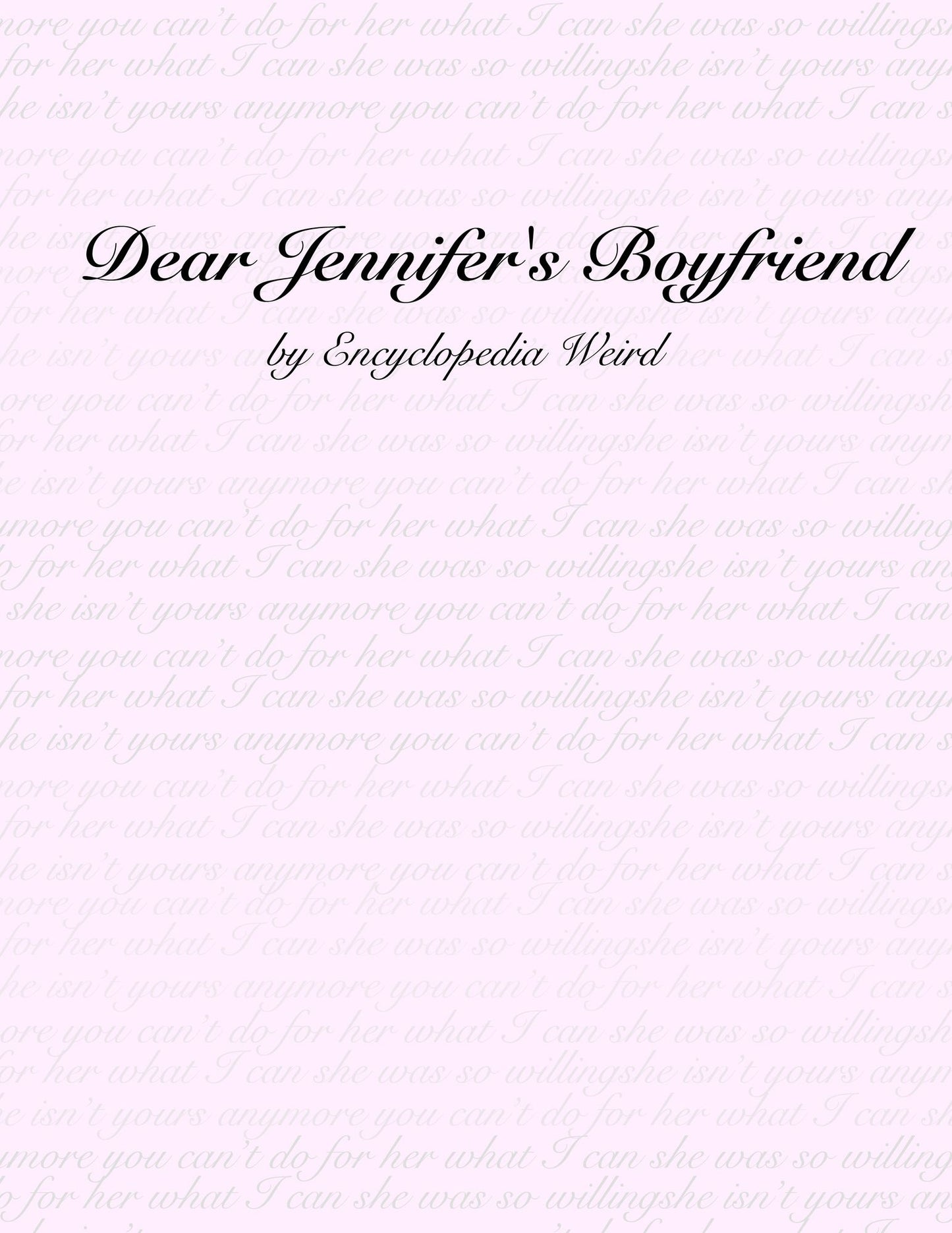 Dear Jennifer's Boyfriend