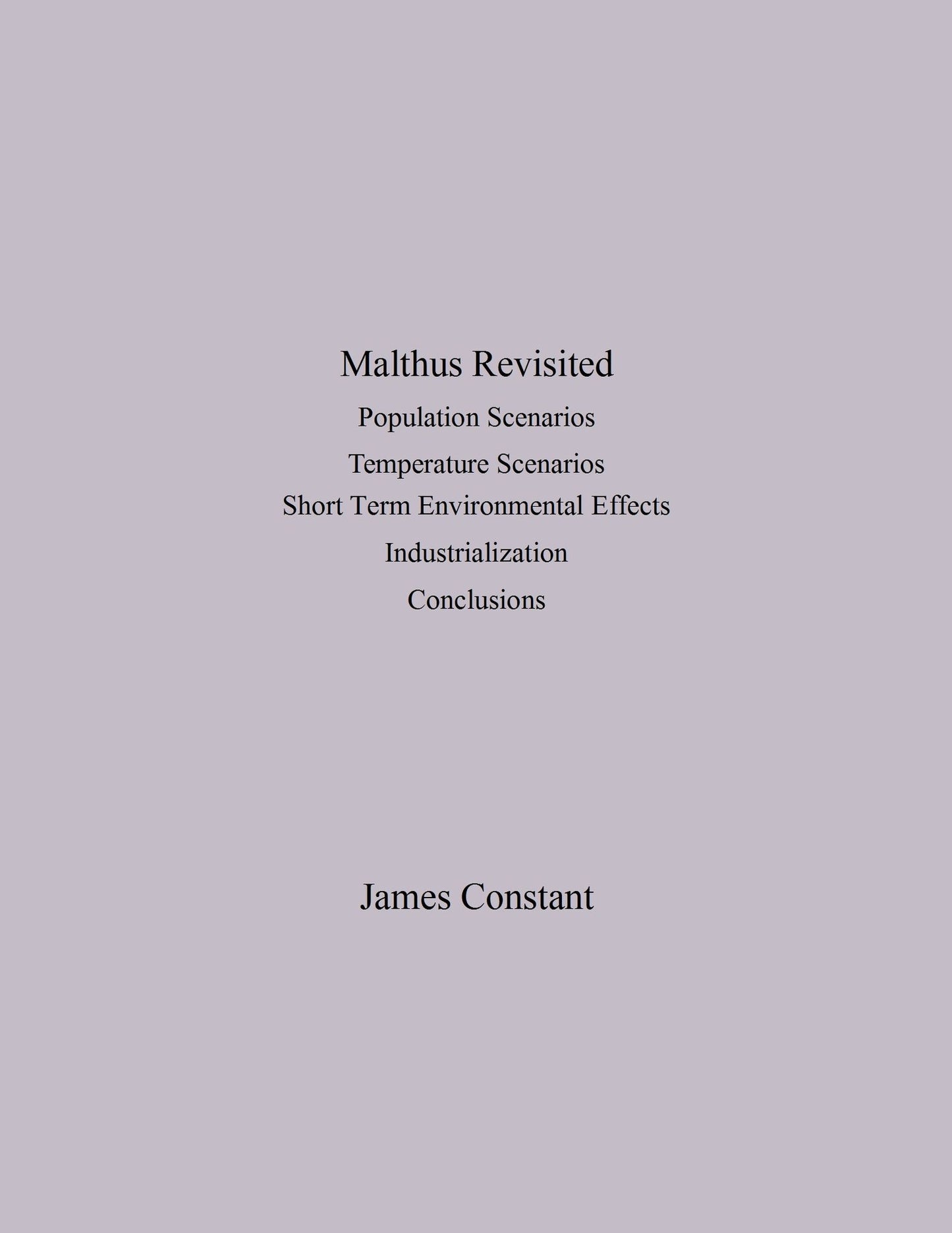 Malthusianism Revised