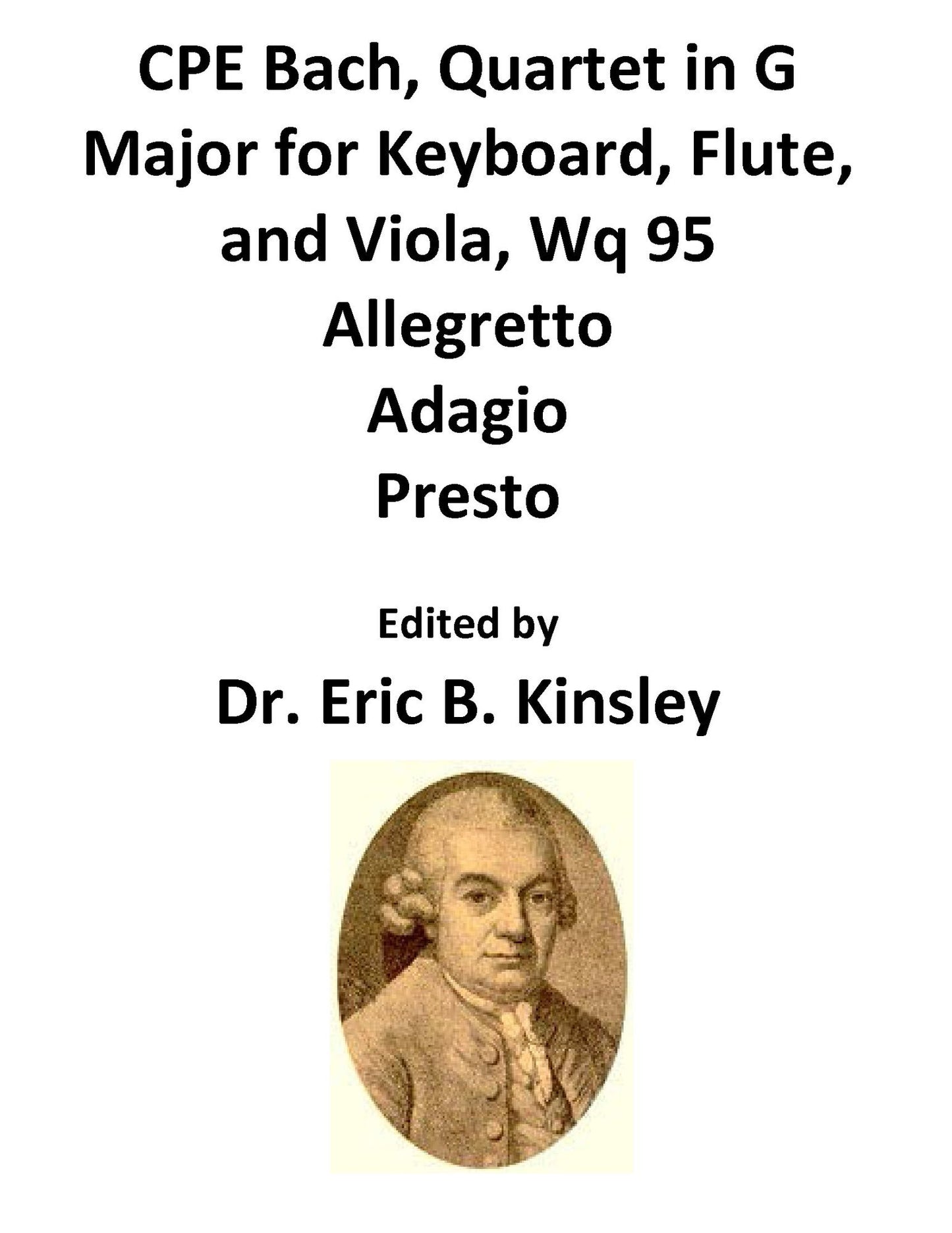 CPE Bach, Quartet in G Major for Keyboard, Flute, and Viola, Wq 95 Allegretto Adagio Presto
