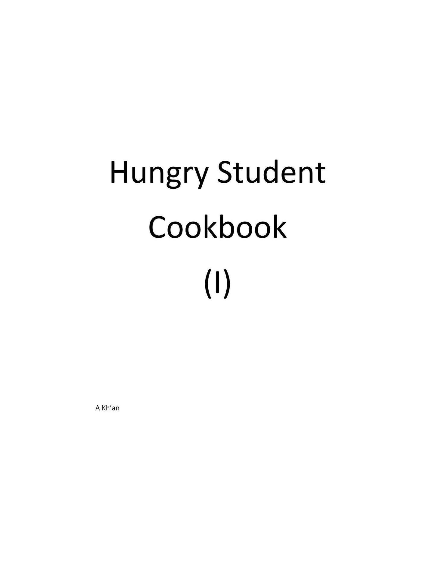 Hungry Student Cookbook (I)