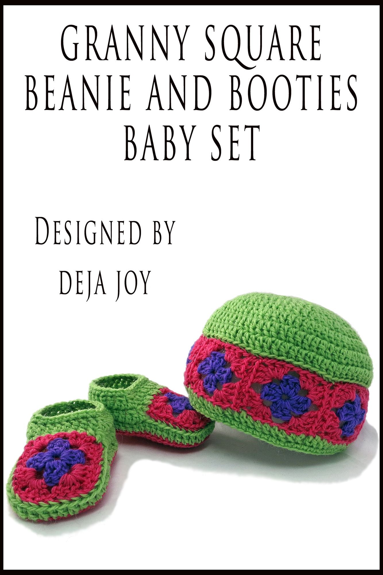 Granny Square Beanie and Booties Baby Set