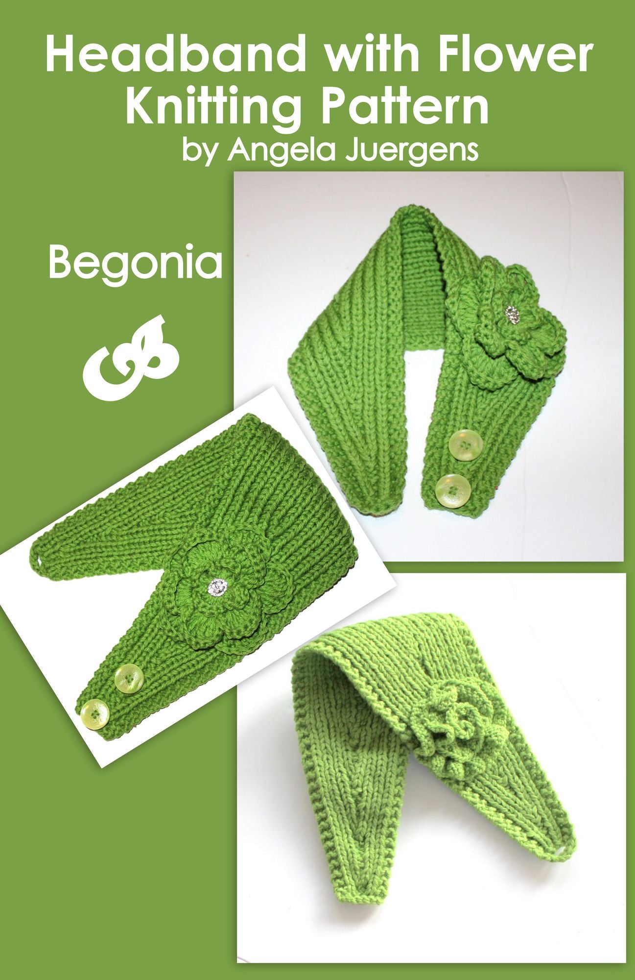 Headband Knitting Pattern With Crochet And Knitted Flower "Begonia"