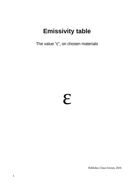 Emissivity table