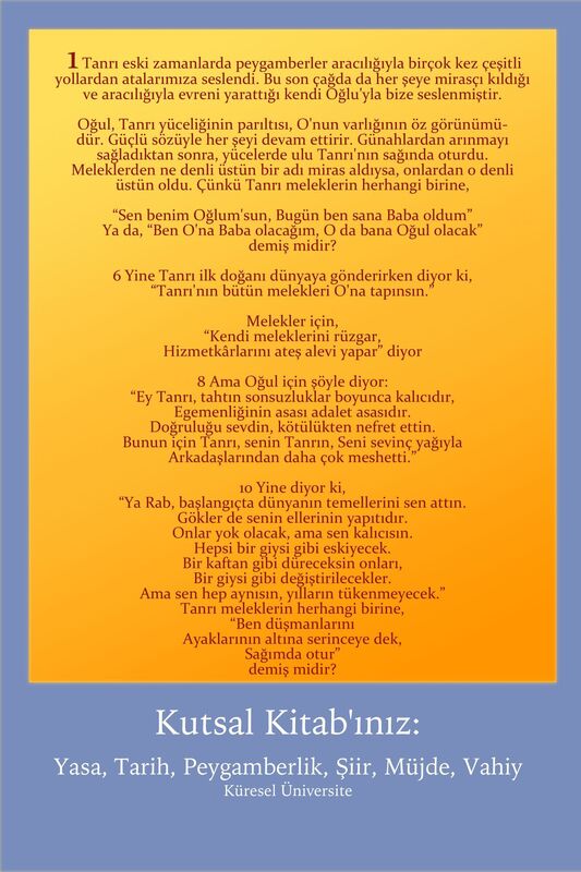 Kutsal Kitap'iniz: Yasa, Tarih, Siir, Peygamberlik, Mujdeler, Mektuplar, Vahiy