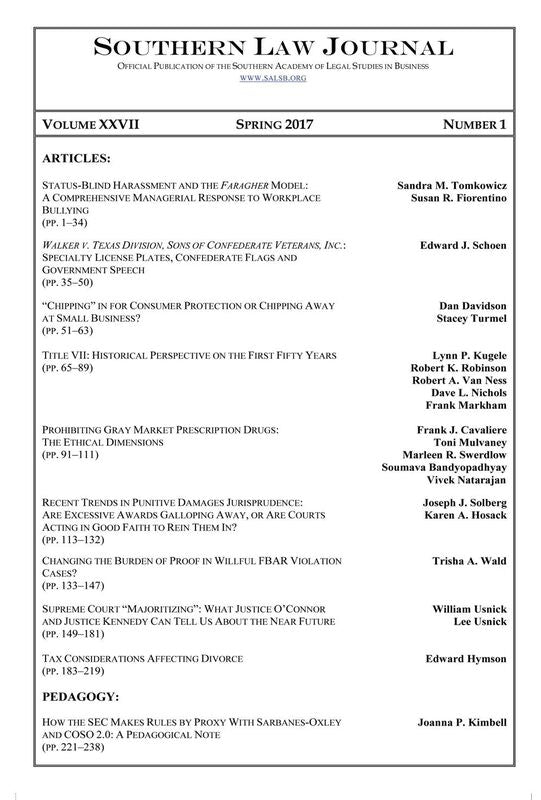 Southern Law Journal, Vol. XXVII, No. 1, Spring 2017