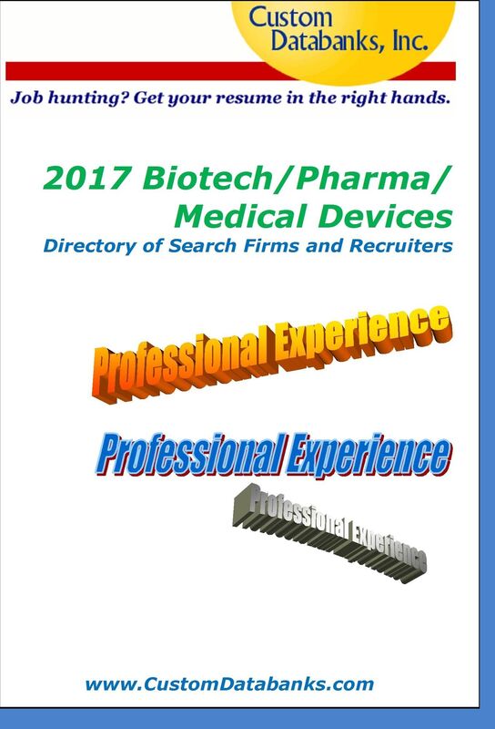 2017 Biotech/Pharma/Medical Devices Directory of Search Firms and Recruiters