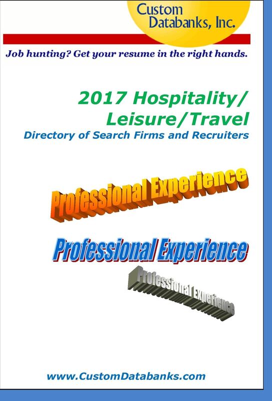 2017 Hospitality/Leisure/Travel Directory of Search Firms and Recruiters