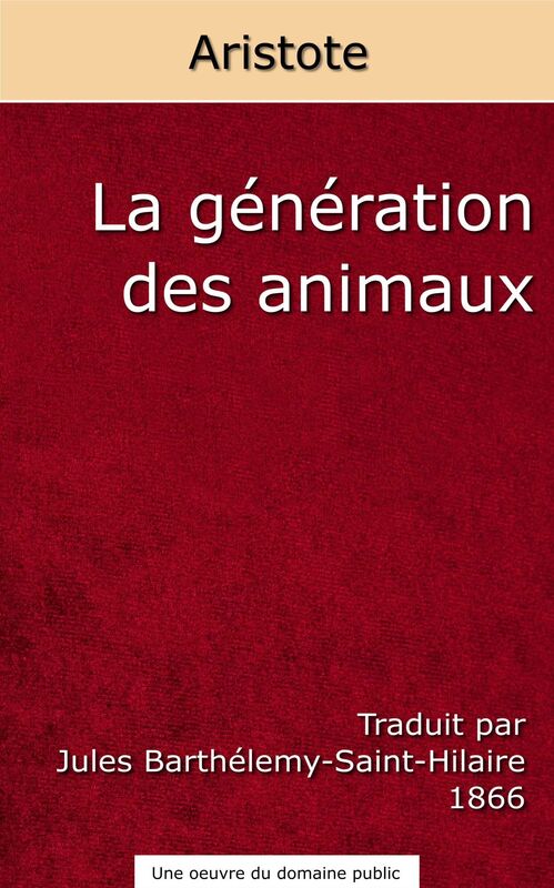 La generation des animaux