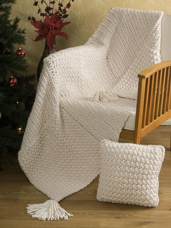 Aran Squared Pillow & Throw Set - Crochet Pattern