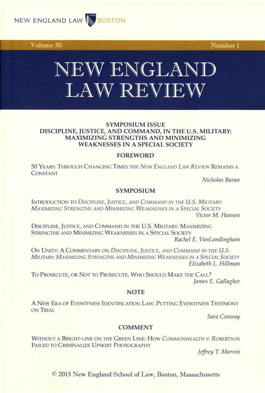 New England Law Review: Volume 50, Number 1 - Fall 2015
