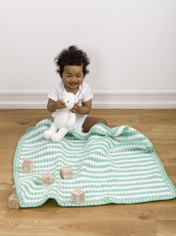 Mint Stripes Baby Blanket - Crochet Pattern
