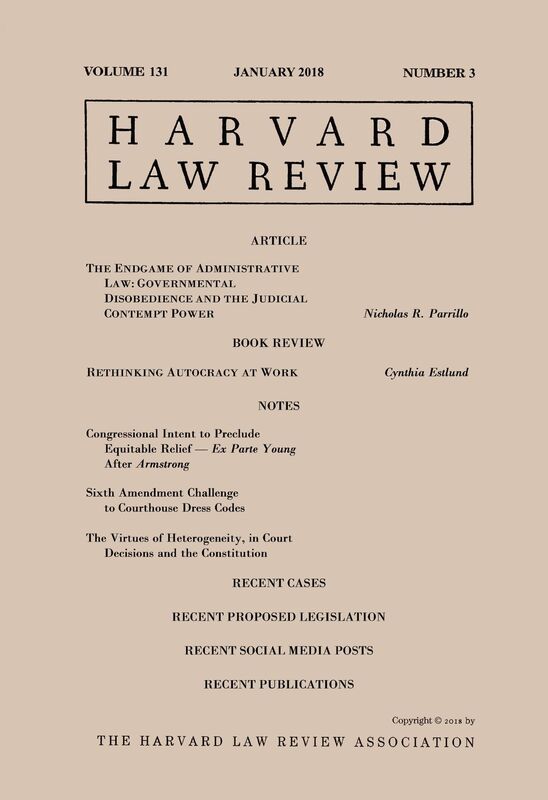 Harvard Law Review: Volume 131, Number 3 - January 2018