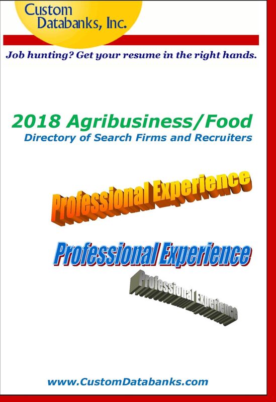 2018 Agribusiness/Food Directory of Search Firms and Recruiters