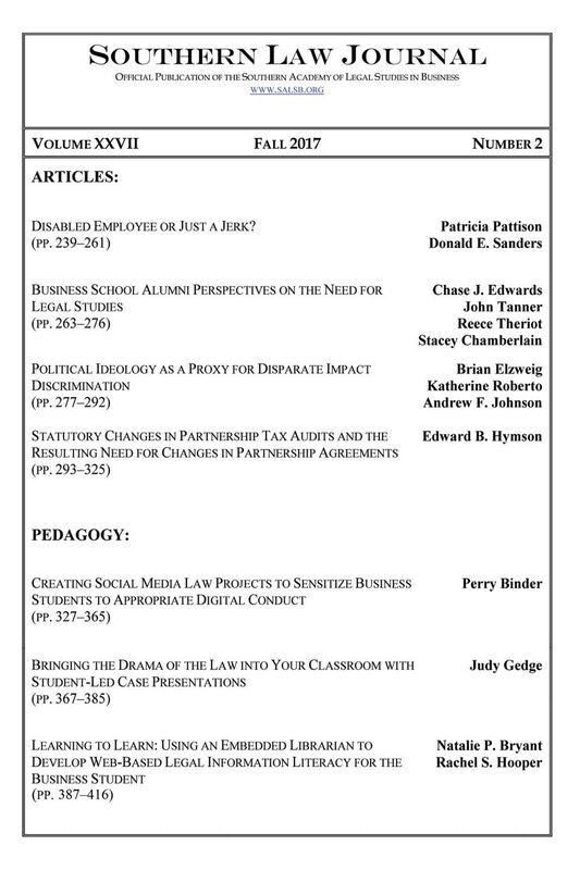 Southern Law Journal, Vol. XXVII, No. 2, Fall 2017