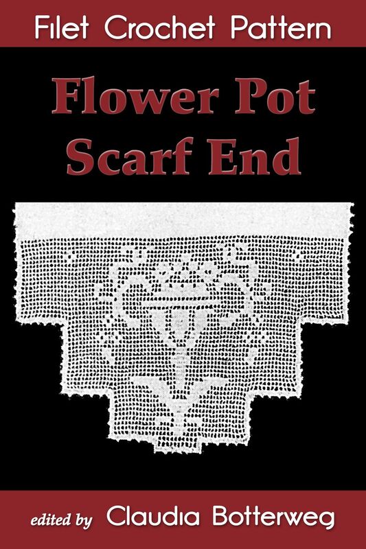 Flower Pot Scarf End Filet Crochet Pattern