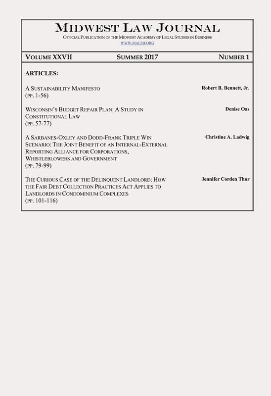Midwest Law Journal: Volume XXVII, Number 1, Summer 2017