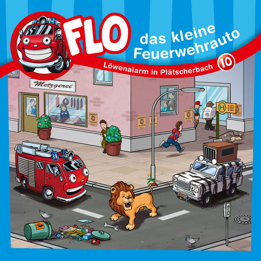 Löwenalarm in Plätscherbach (Flo, das kleine Feuerwehrauto 10): Kinder-Hörspiel (Abridged)