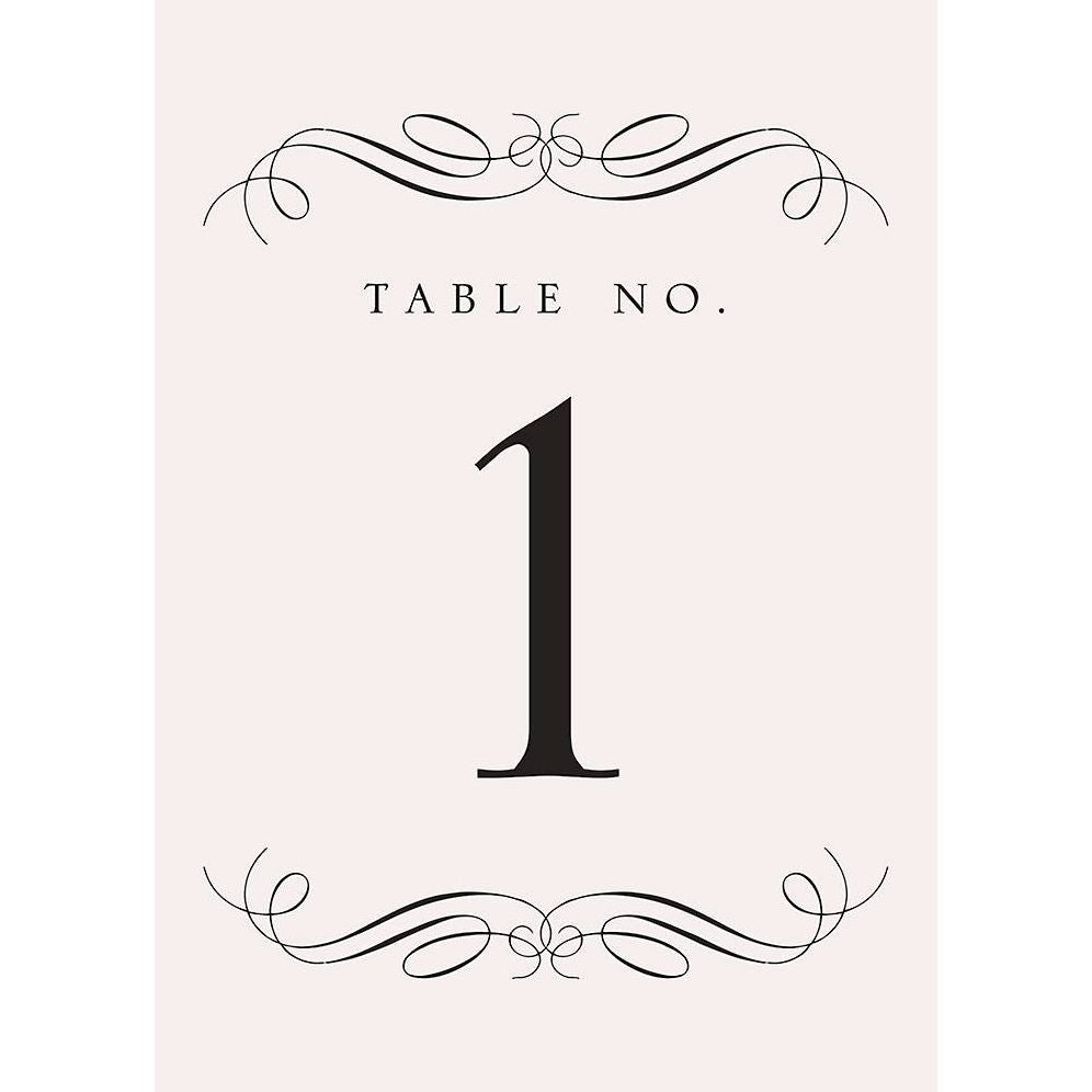 Calligraphy Flourish Table Numbers 1-10