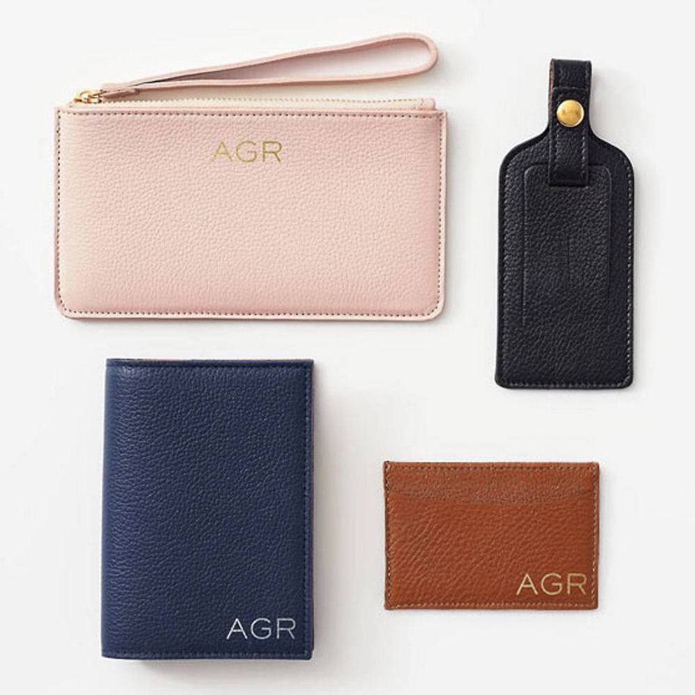 Personalized Tan Leather Card Holder