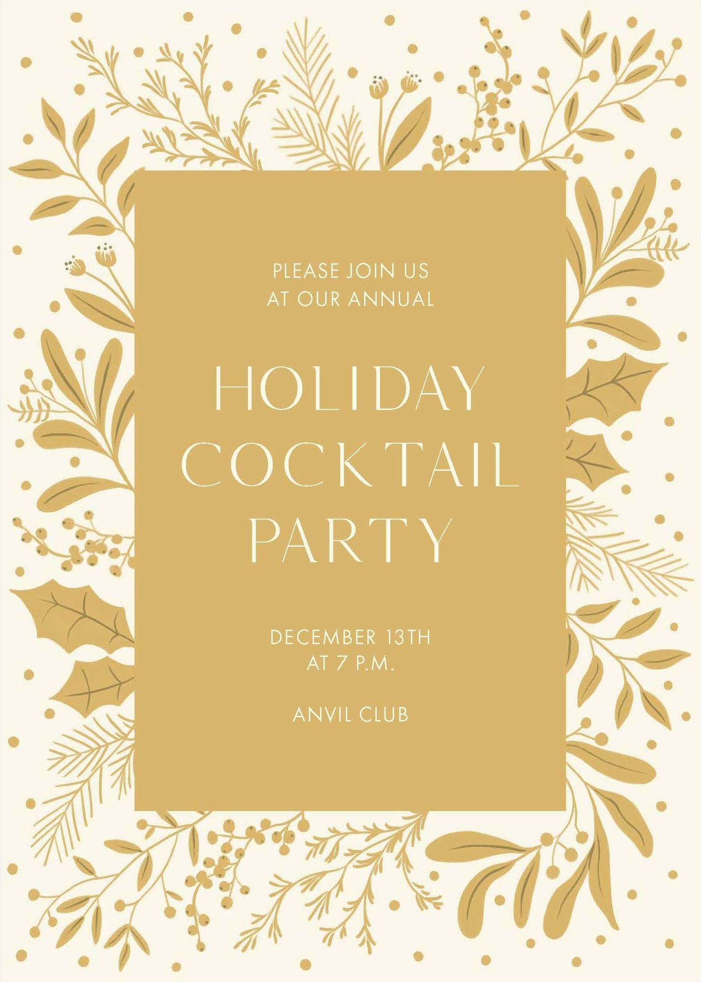 Gold Greenery Holiday Card A7 V FLT