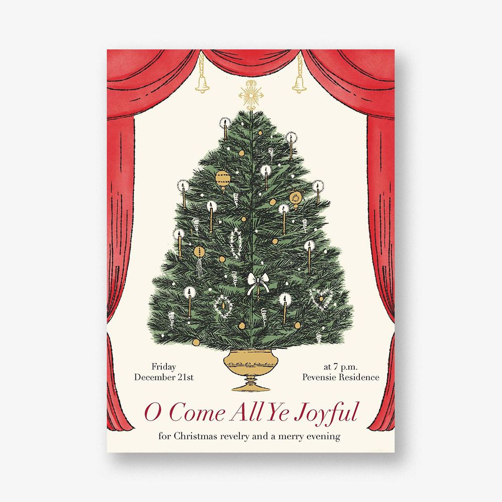 Christmas Tree Viewing Holiday Card A7 V FLT